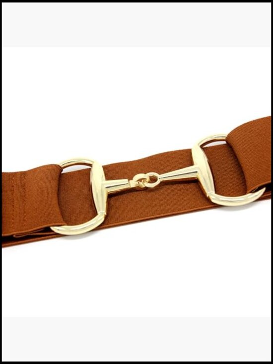 Elastic Equestrian Belt with Gold Bit Buckle, Adjustable Riding Belt main image 4